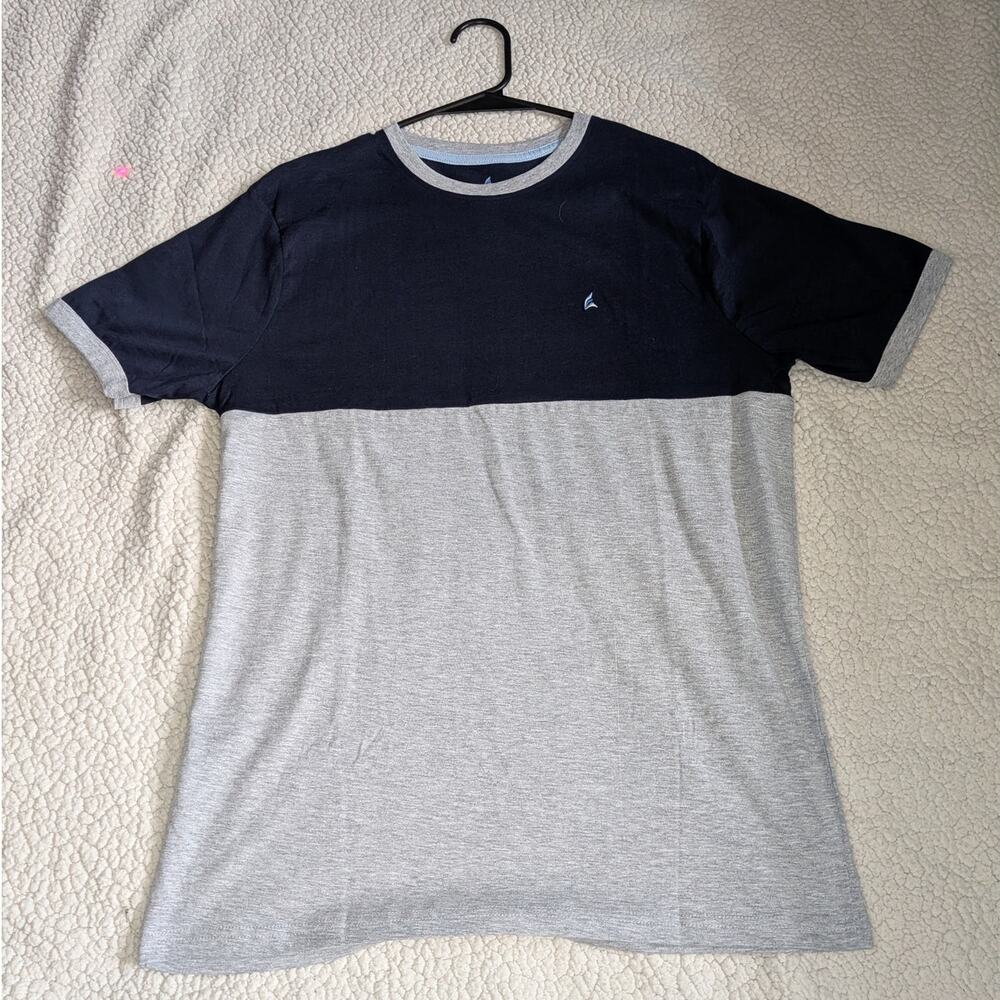 Tailor Vintage Colorblock T-Shirt Navy Blue Gray Men's Medium